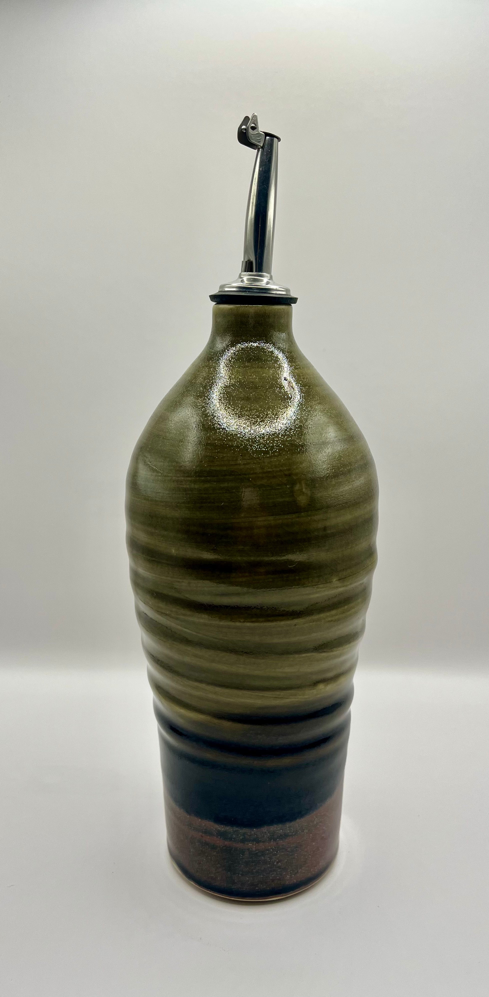 Olive Oil Pourer Celadon and Tenmoku Glaze